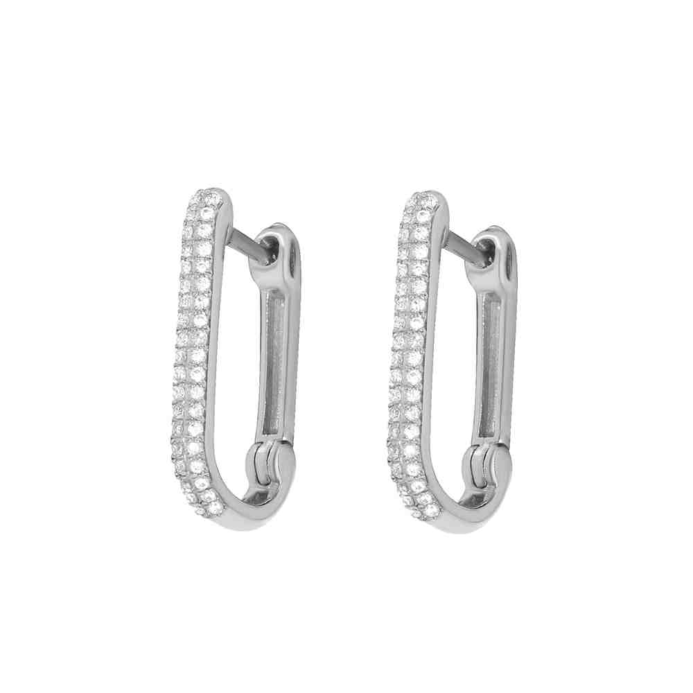 Rectangular Pave Huggie Earring ER21575A
